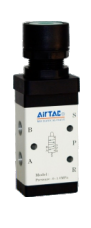 M3PF21008GT AIRTAC MANUAL VALVES, M3 SERIES FLAT TYPE 3 WAY 2 POSITION N.C, 1/4" NPT PORTS GREEN BUTTON